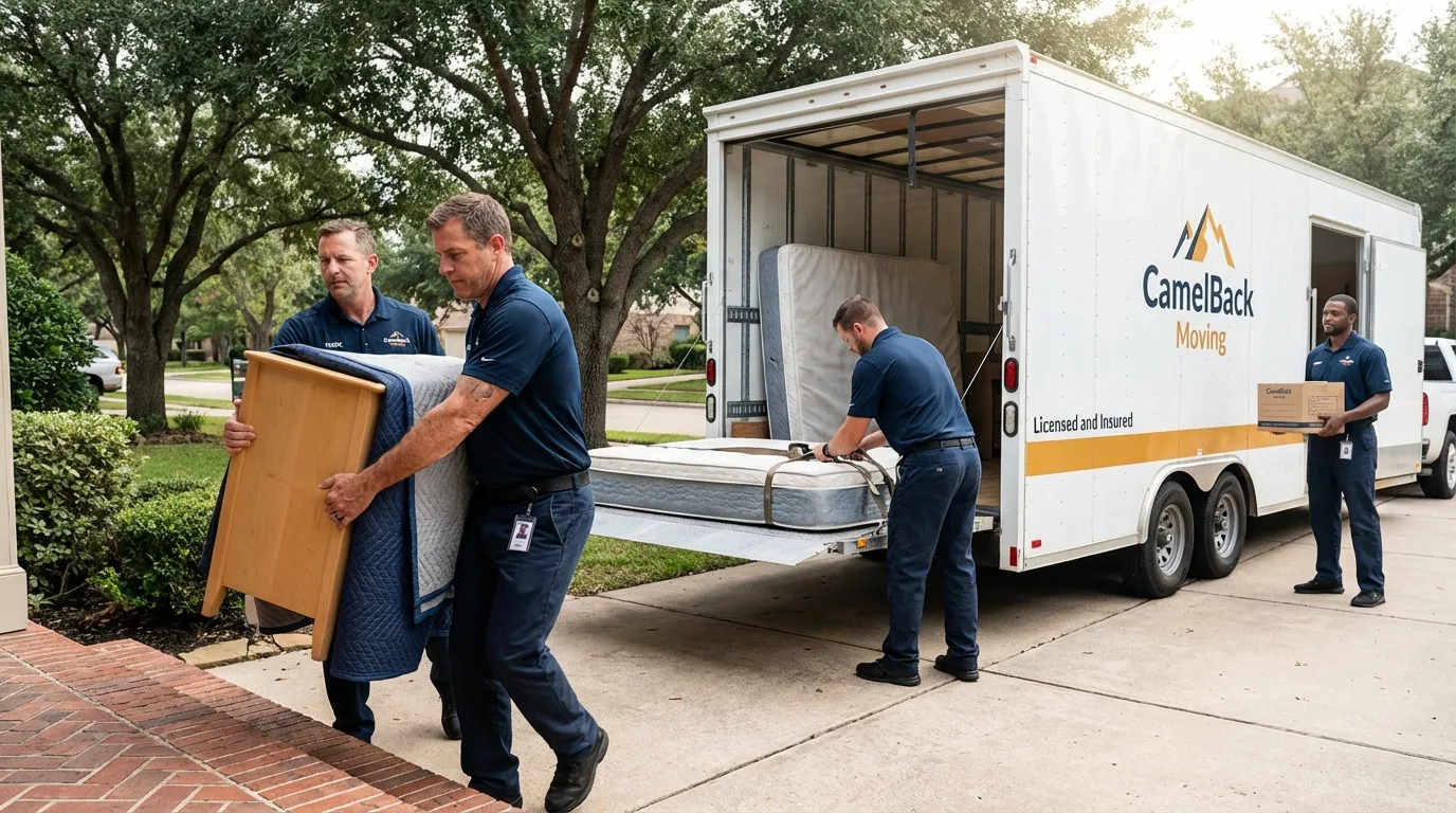 Crew loading residential truck for cross-state move from Norfolk, NY